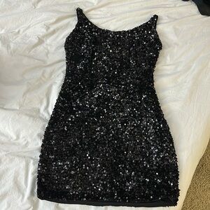 Black sequin mini dress